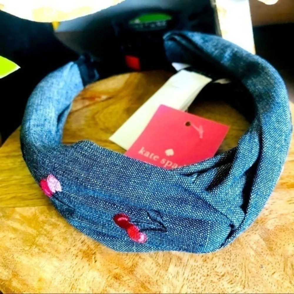 ate Spade New York Denim Twist Headband Tubular Crown NWT